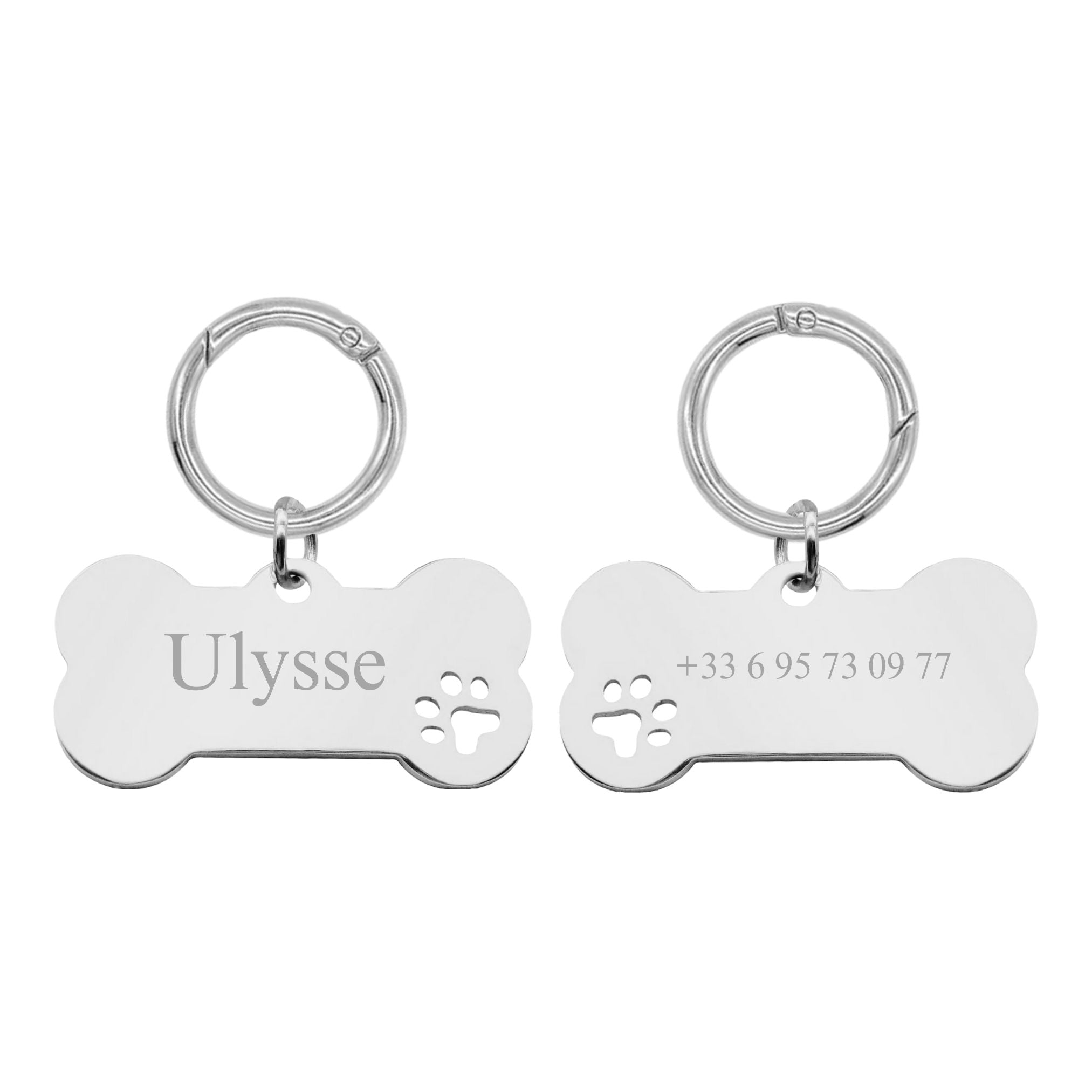 Médaille Chien Gravée - Os - Acier