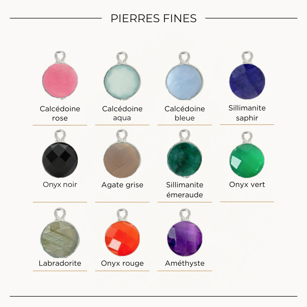 Onze pierres fines au choix serties en argent 925 – Isabelle B