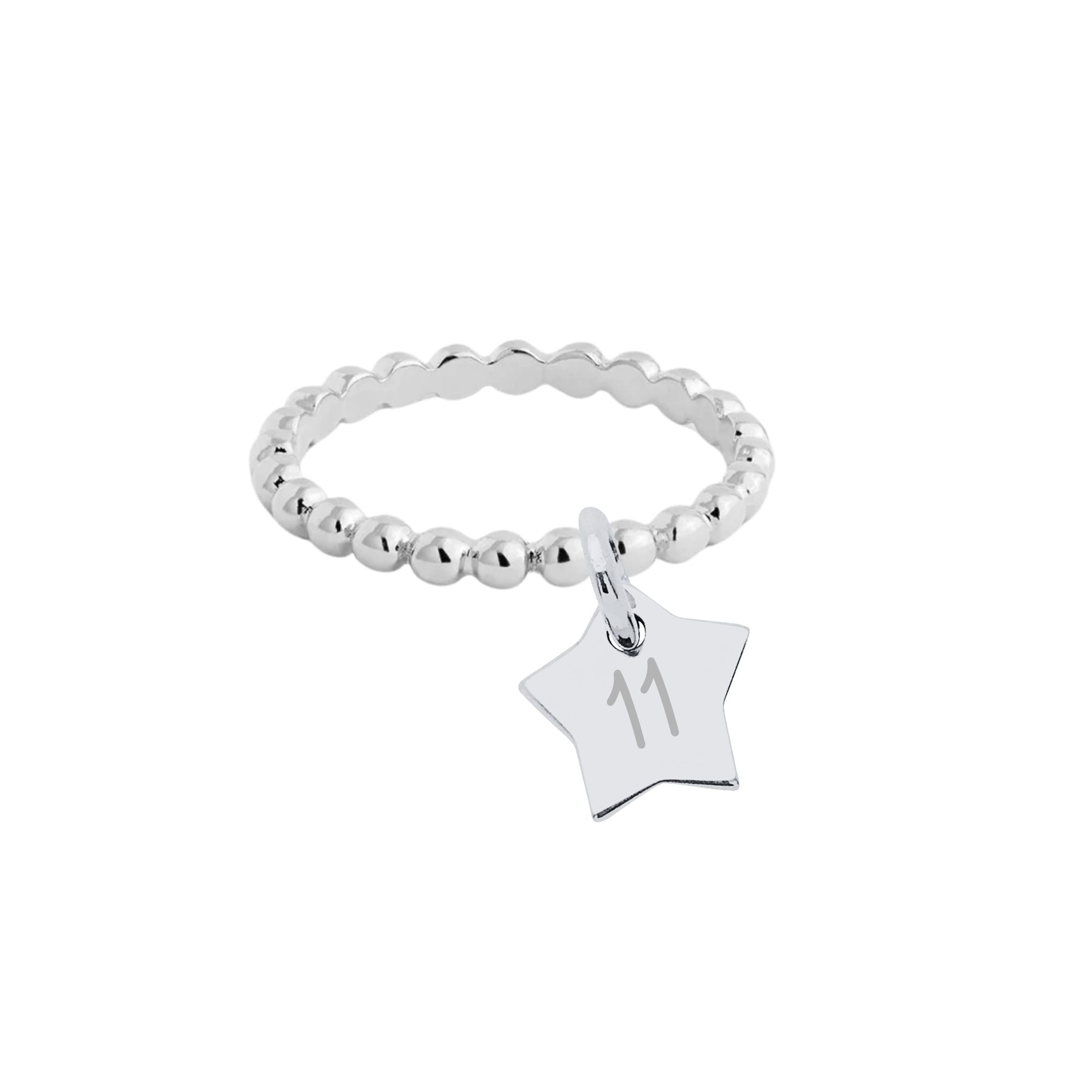 Bague Personnalisée Femme - Petites Perles Un Rang & Médaille Gravée – Argent 925