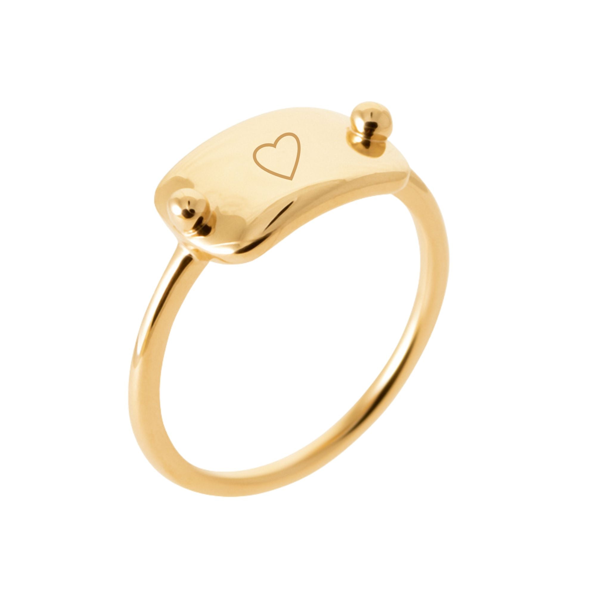 Bague Personnalisée Femme – Pastille Rectangulaire – Plaqué Or 18K