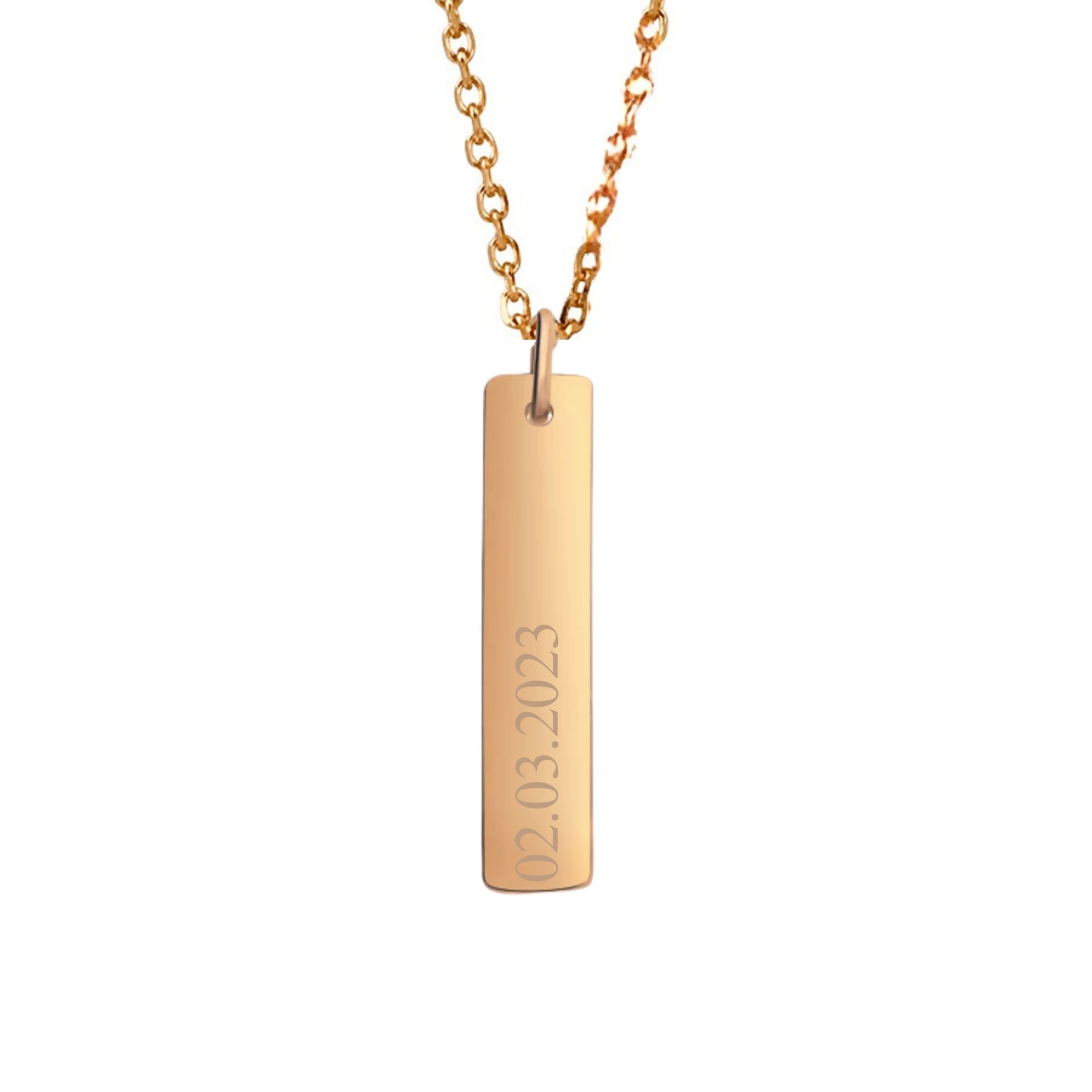 Collier Personnalisé Homme – Barrette – Plaqué Or 18K
