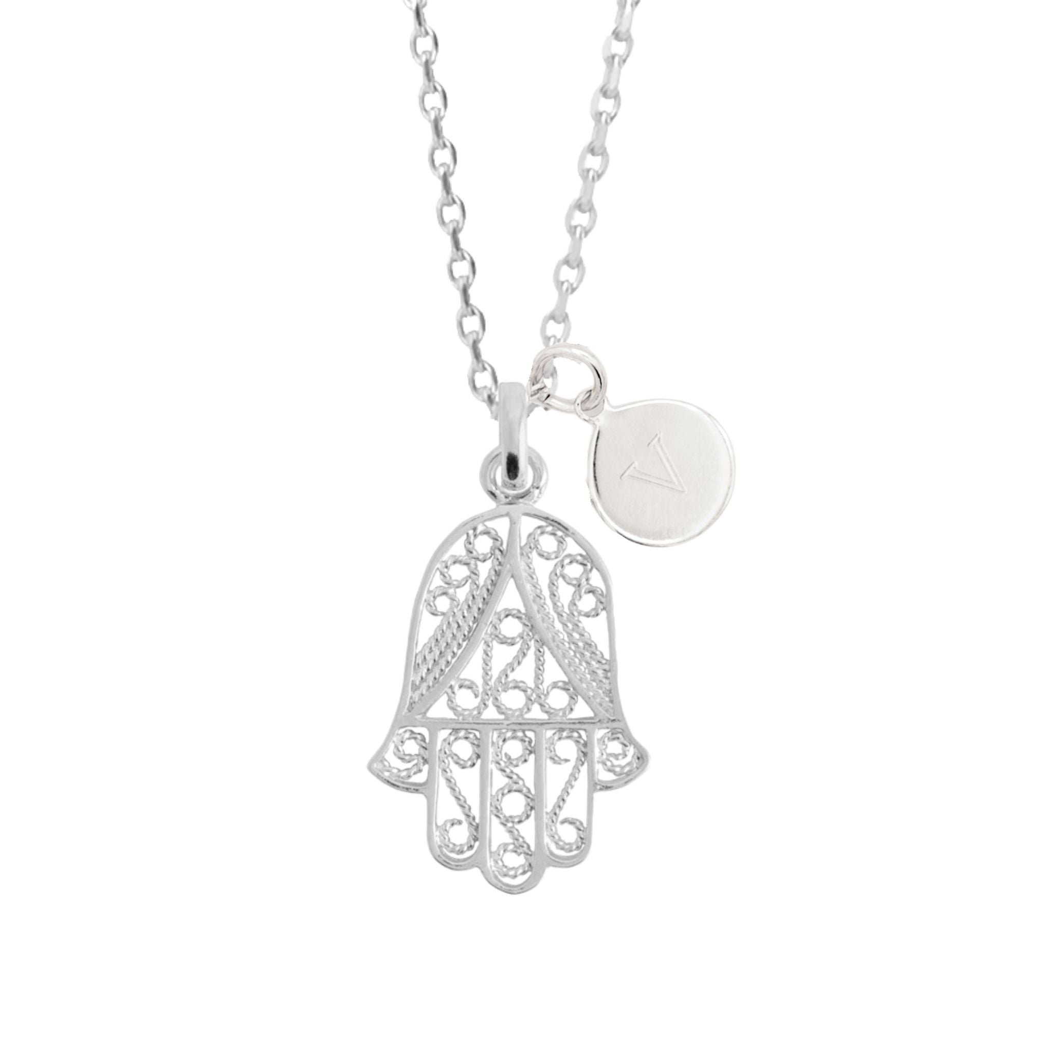 Collier Personnalisé Femme – Main de Fatma & Médaille – Argent 925