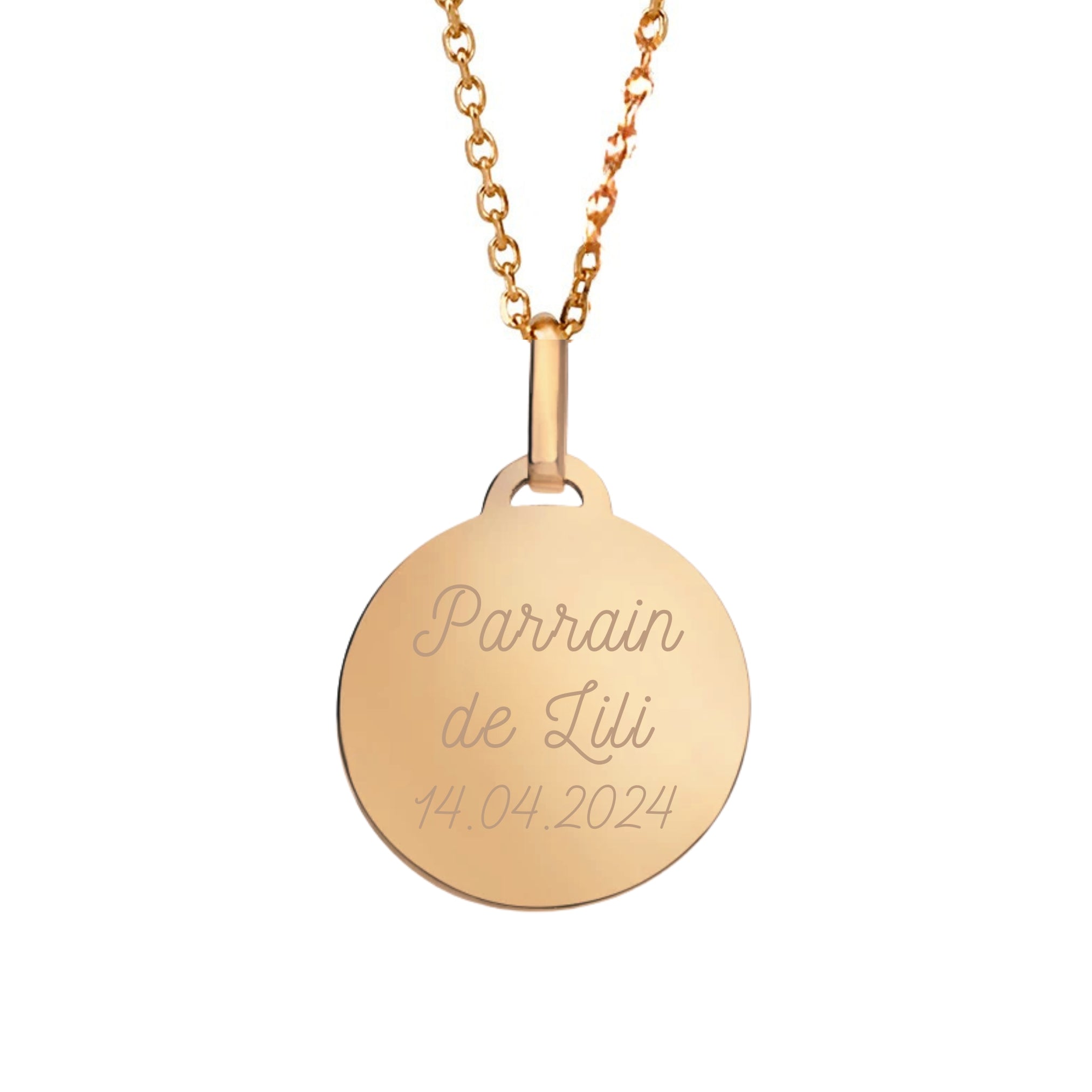 Collier Personnalisé Homme - Médaille - Plaqué Or 18K