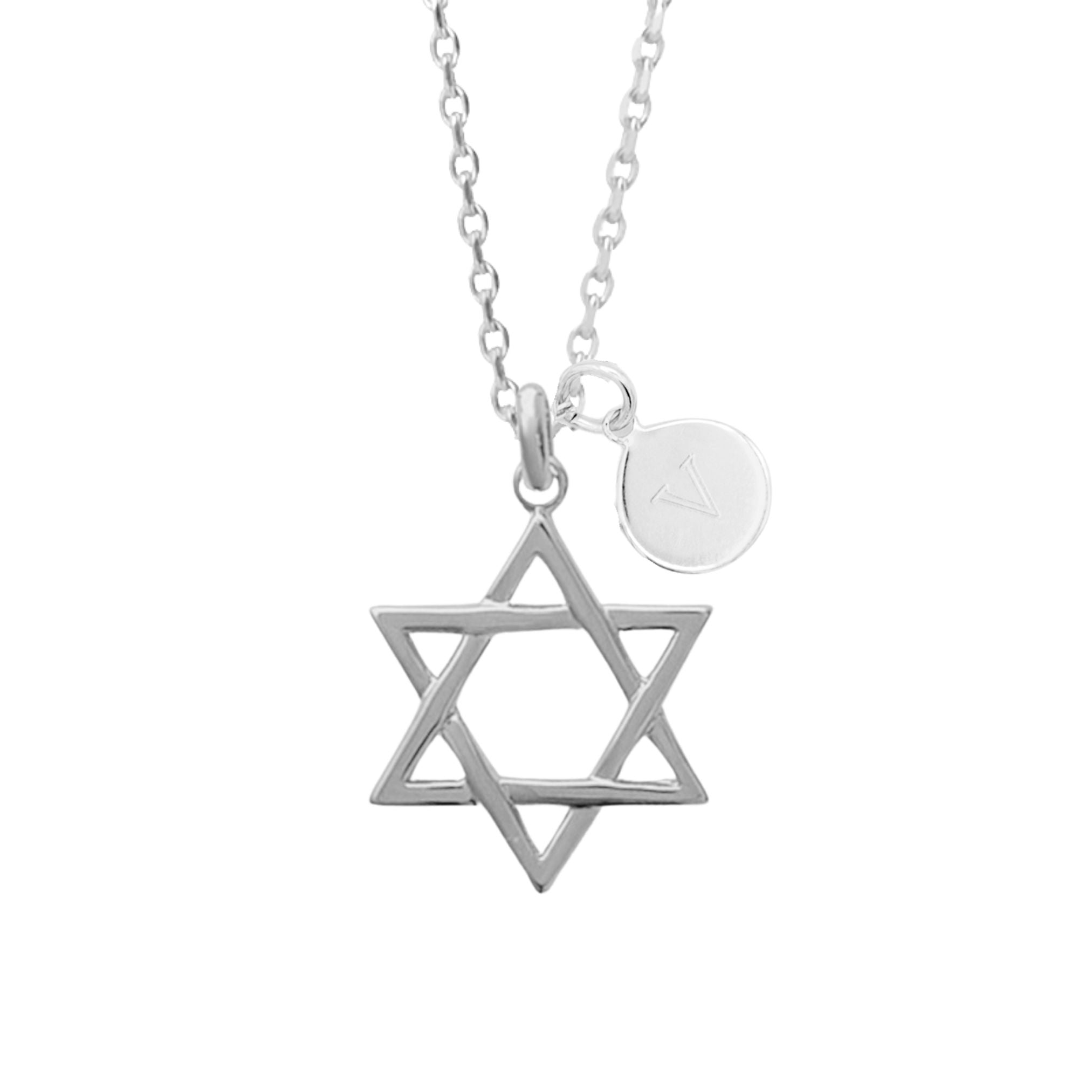 Collier Personnalisé Femme – Étoile de David & Médaille – Argent 925